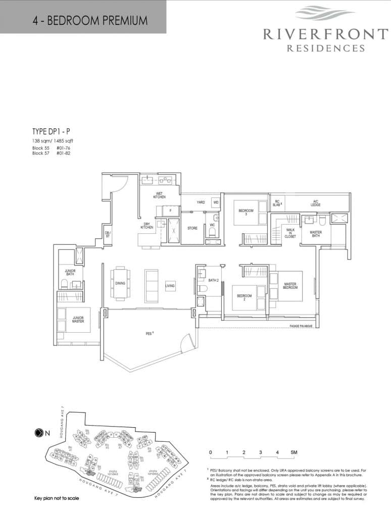 Riverfront Residences Condo Floor Plan 4 Bedroom Premium DP1-P