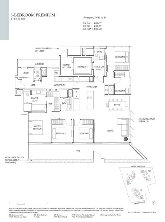 Amber Park Condo Floor Plan 5 Bedroom Premium E1 (PES)
