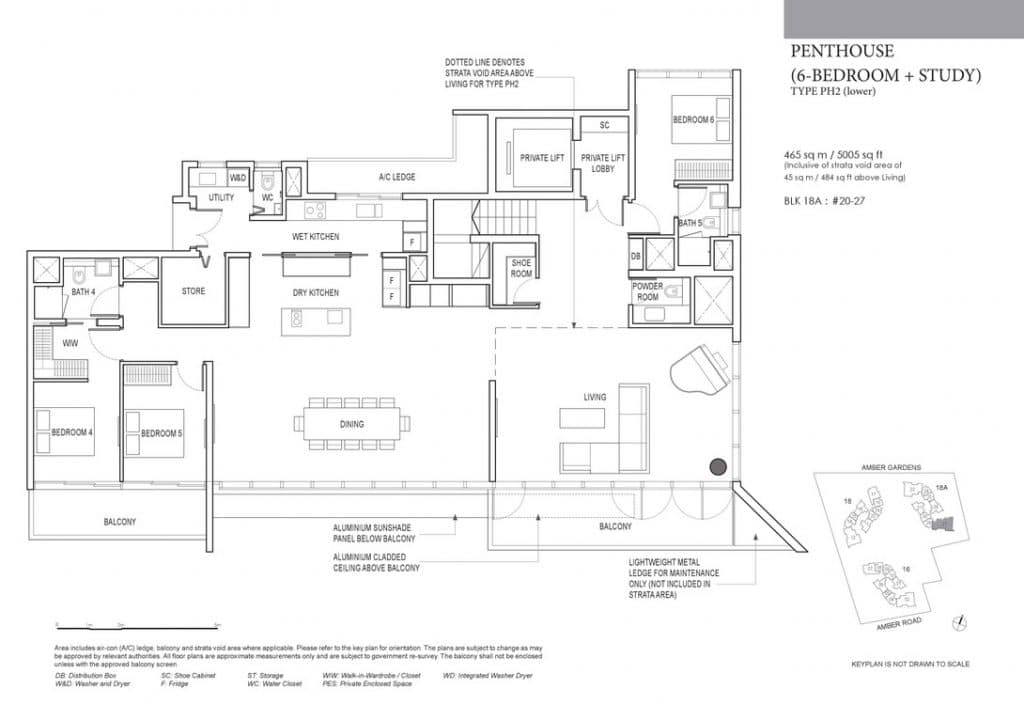 Amber Park Condo Floor Plan Penthouse 6 Bedroom + Study PH2 (Lower)