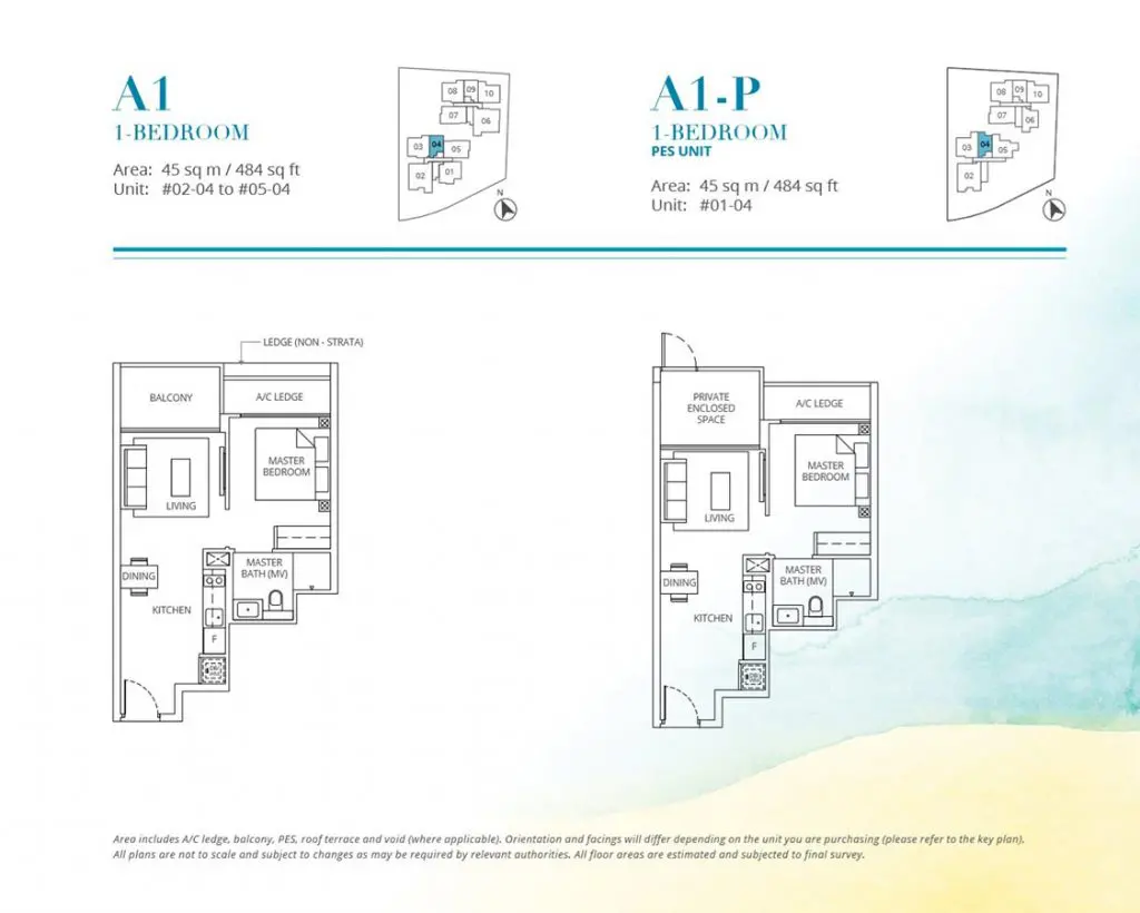 Casa-Al-Mare-Condo-Floor-Plan-1-Bedroom-A1-A1P