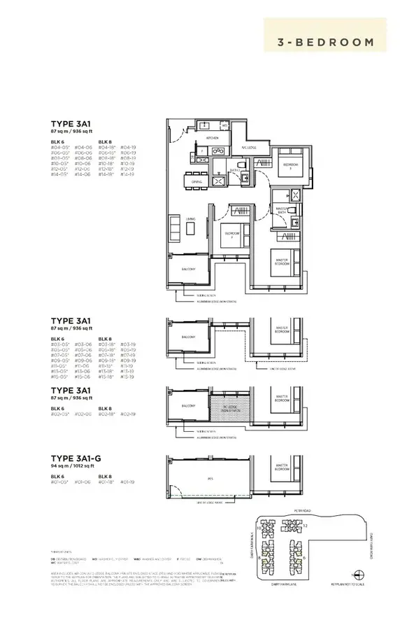 Dairy Farm Residences Condo Floor Plan 3 Bedroom 3A1