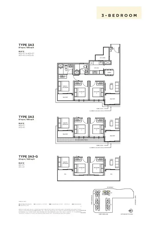 Dairy Farm Residences Condo Floor Plan 3 Bedroom 3A3