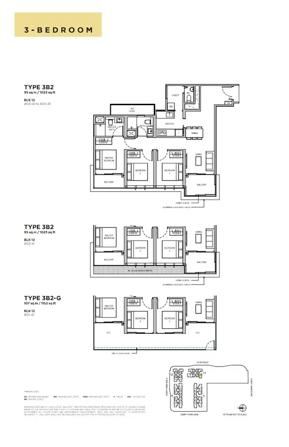 Dairy Farm Residences Condo Floor Plan 3 Bedroom 3B2