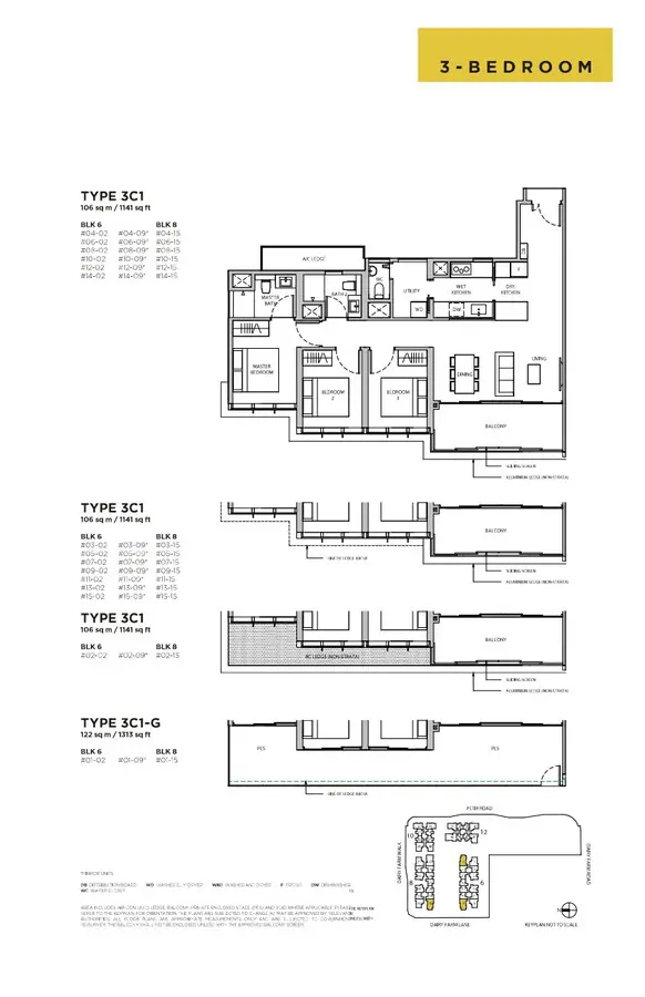 Dairy Farm Residences Condo Floor Plan 3 Bedroom 3C1