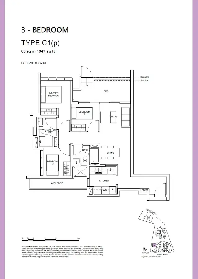 Haus On Handy Condo Floor Plan 3 Bedroom C1p