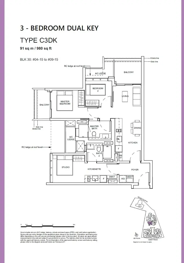 Haus On Handy Condo Floor Plan 3 Bedroom Dual Key C3DK