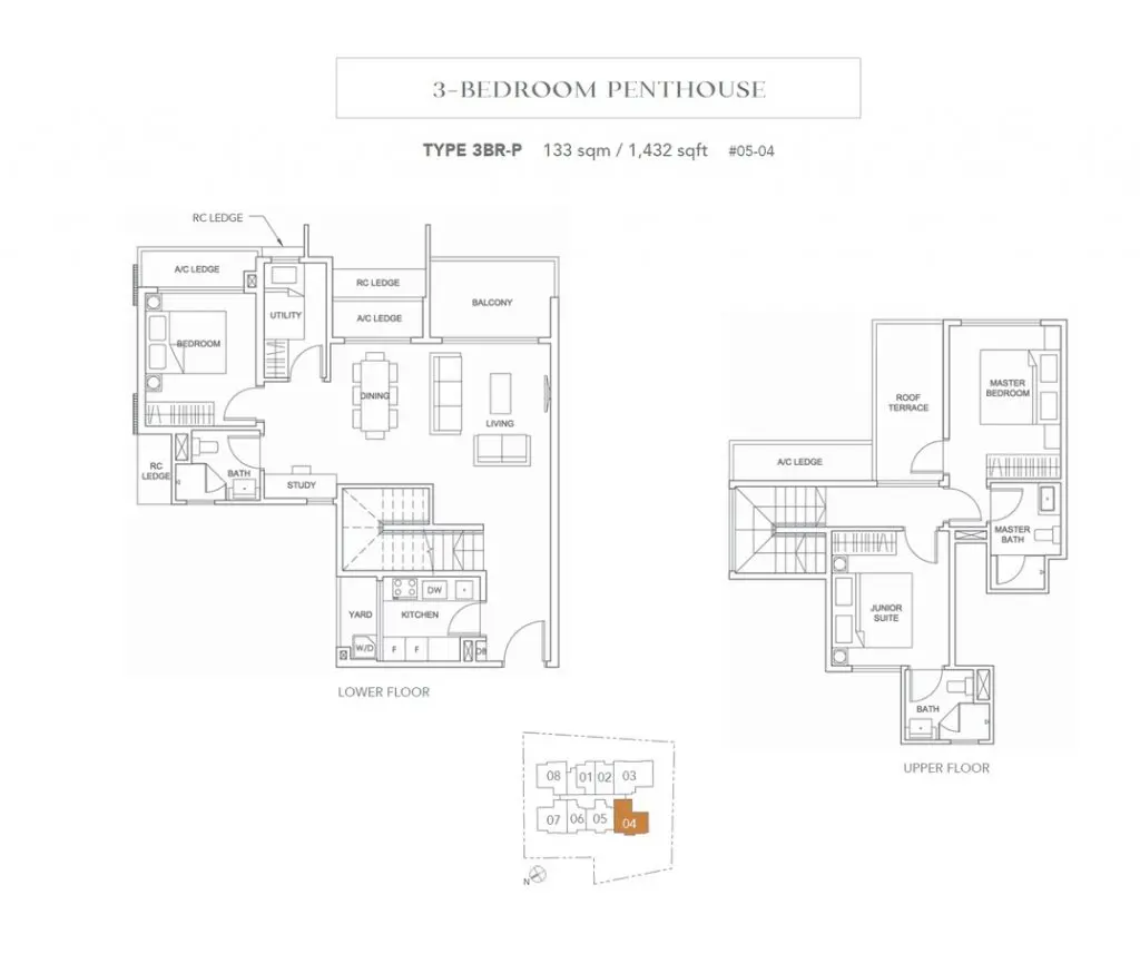 Jervois Treasures Condo Floor Plan 3 Bedroom Penthouse 3BR P