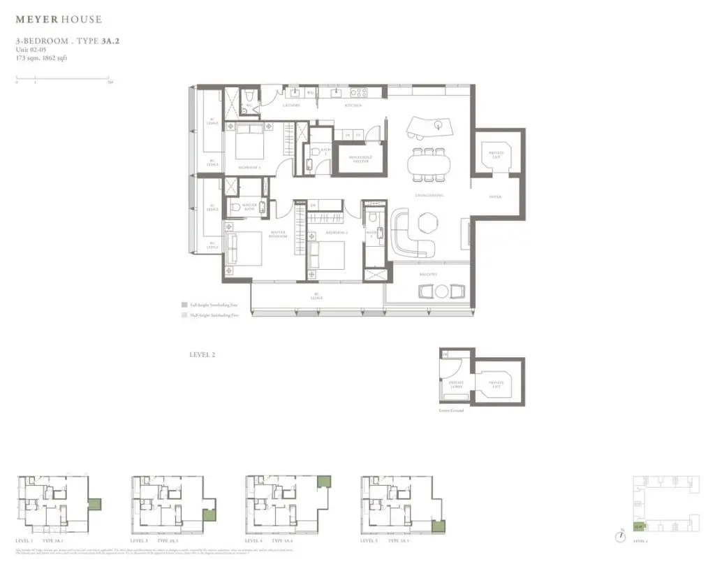 Meyer House Condo Floor Plan 3 Bedroom 3A2