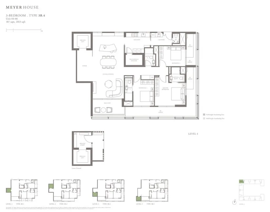 Meyer House Condo Floor Plan 3 Bedroom 3B4