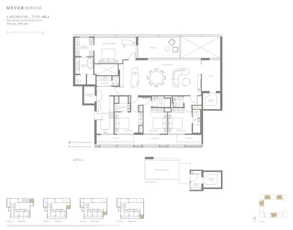 Meyer House Condo Floor Plan 4 Bedroom 4B3