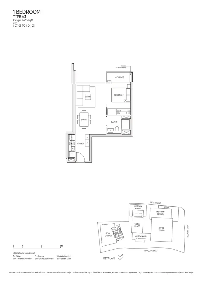 Midtown Bay Condo Floor Plan 1 Bedroom A3