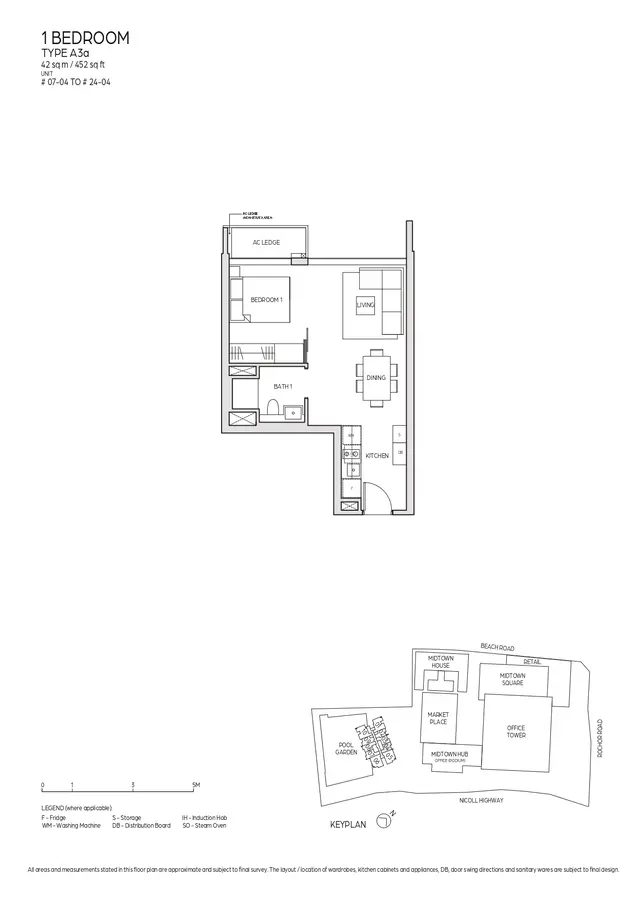 Midtown Bay Condo Floor Plan 1 Bedroom A3a