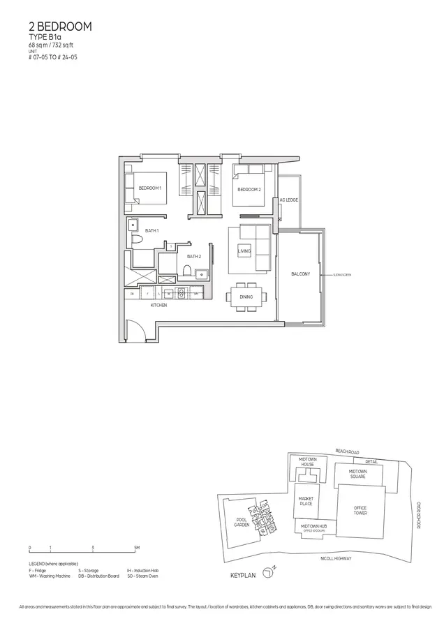 Midtown Bay Condo Floor Plan 2 Bedroom B1a