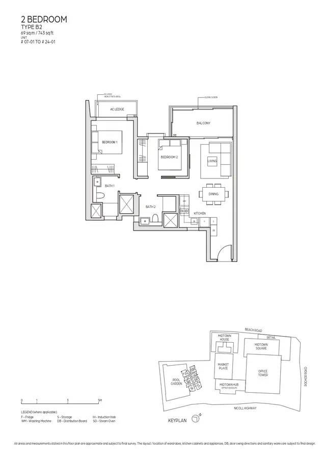 Midtown Bay Condo Floor Plan 2 Bedroom B2