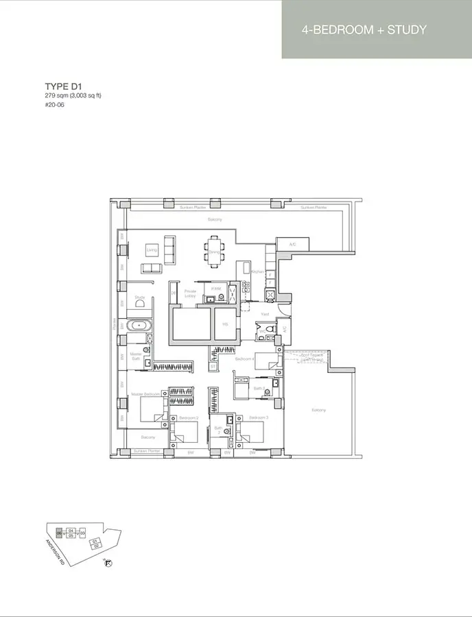Nouvel-18-Condo-Floor-Plan-4-Bedroom-Study-D1