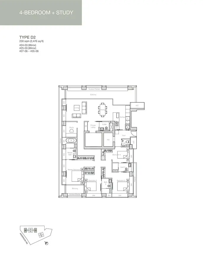 Nouvel-18-Condo-Floor-Plan-4-Bedroom-Study-D2