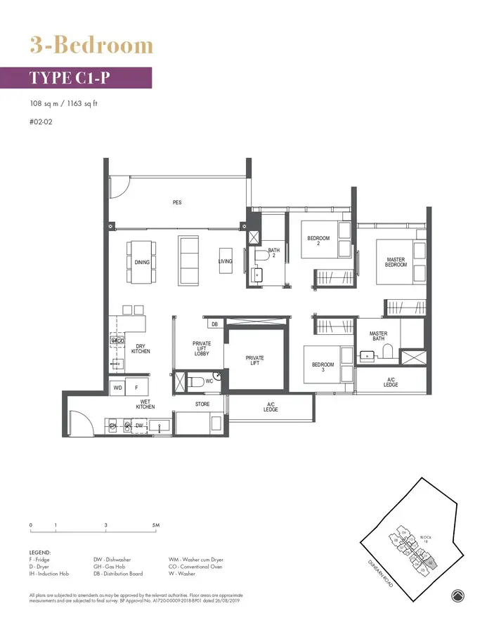 Pullman Residences Condo Floor Plan 3 Bedroom C1P