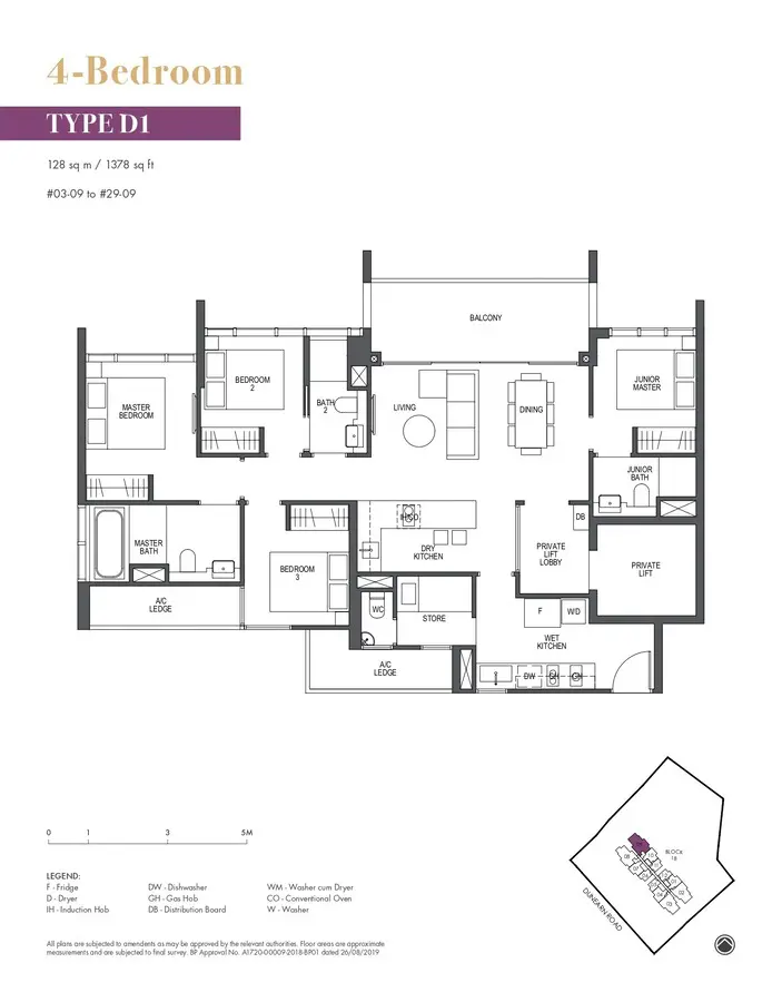 Pullman Residences Condo Floor Plan 4 Bedroom D1
