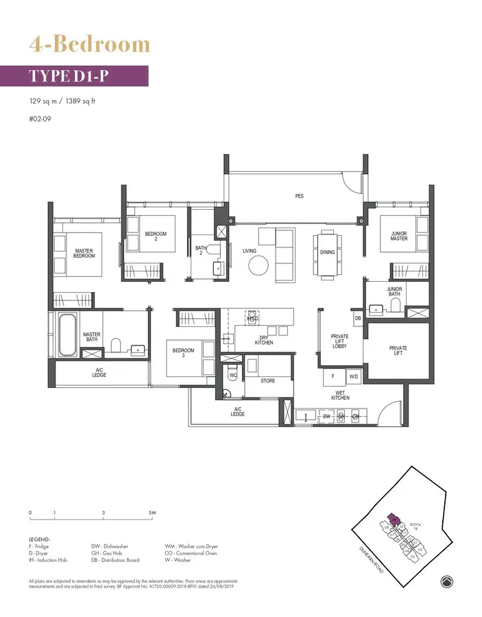 Pullman Residences Condo Floor Plan 4 Bedroom D1P