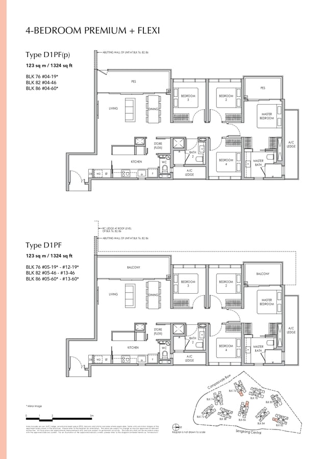 Sengkang Grand Residences Condo Floor Plan 4 Bedroom Premium Flexi D1PF D1PFp