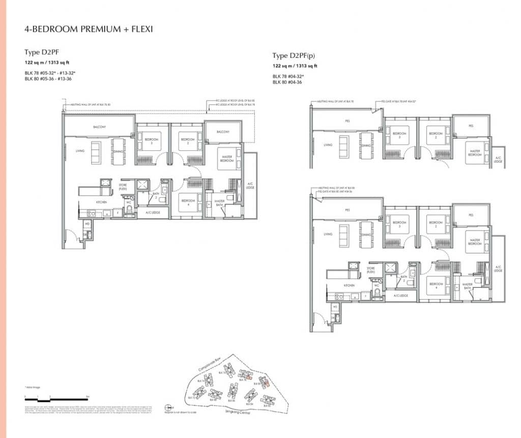 Sengkang Grand Residences Condo Floor Plan 4 Bedroom Premium Flexi D2PF D2PFp