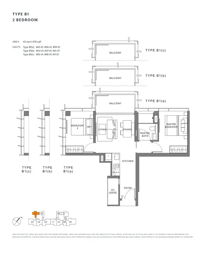 The Hyde Condo Floor Plan 2 Bedroom B1
