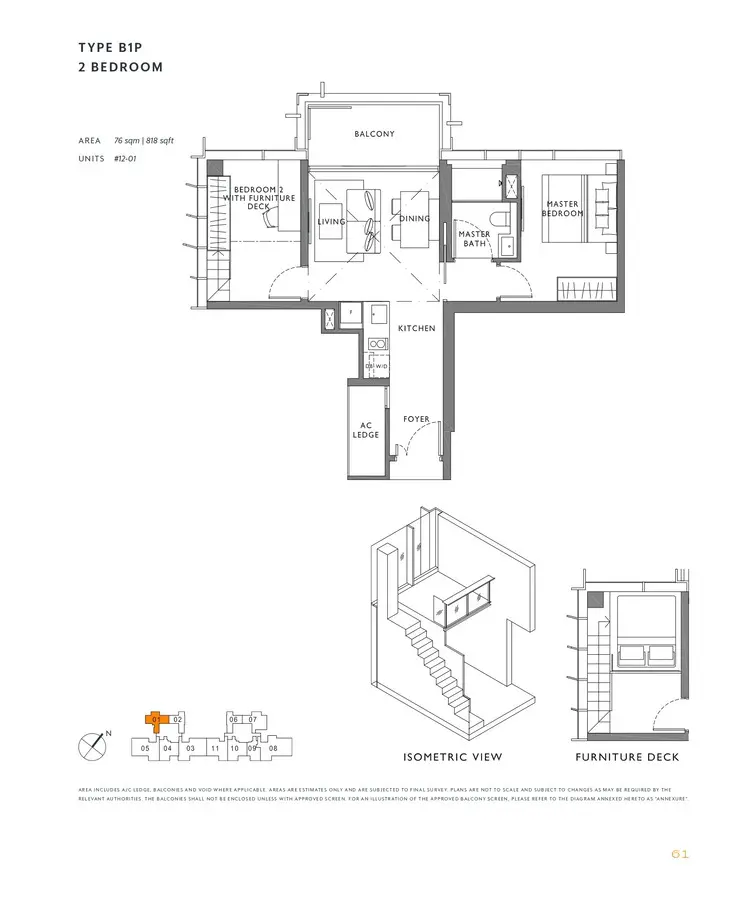 The Hyde Condo Floor Plan 2 Bedroom B1P