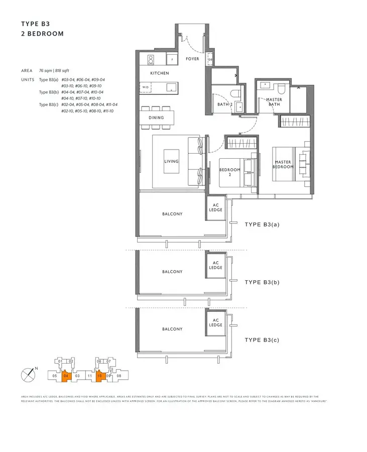 The Hyde Condo Floor Plan 2 Bedroom B3