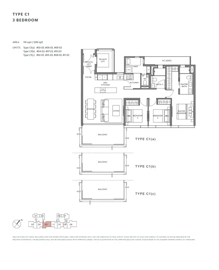 The Hyde Condo Floor Plan 3 Bedroom C1