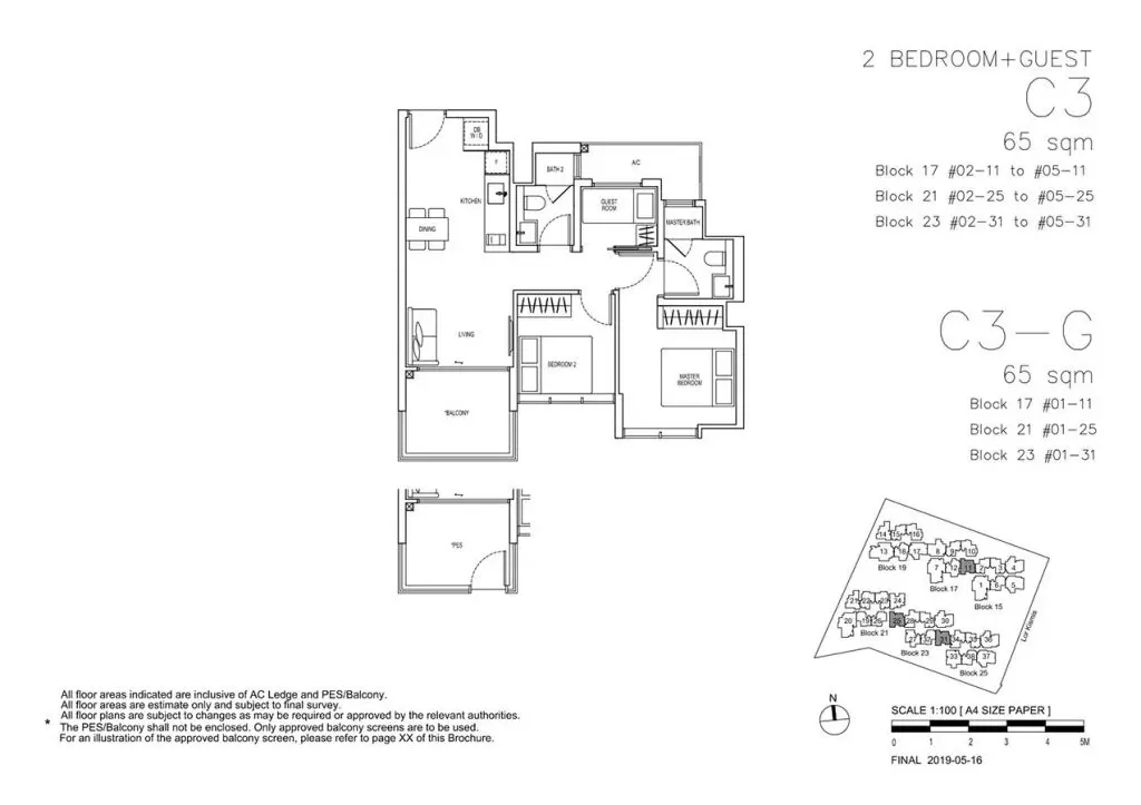 View-at-Kismis-Condo-Floor-Plan-2-Bedroom-Guest-C3-C3G
