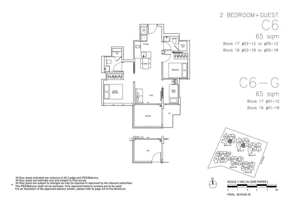 View-at-Kismis-Condo-Floor-Plan-2-Bedroom-Guest-C6-C6G
