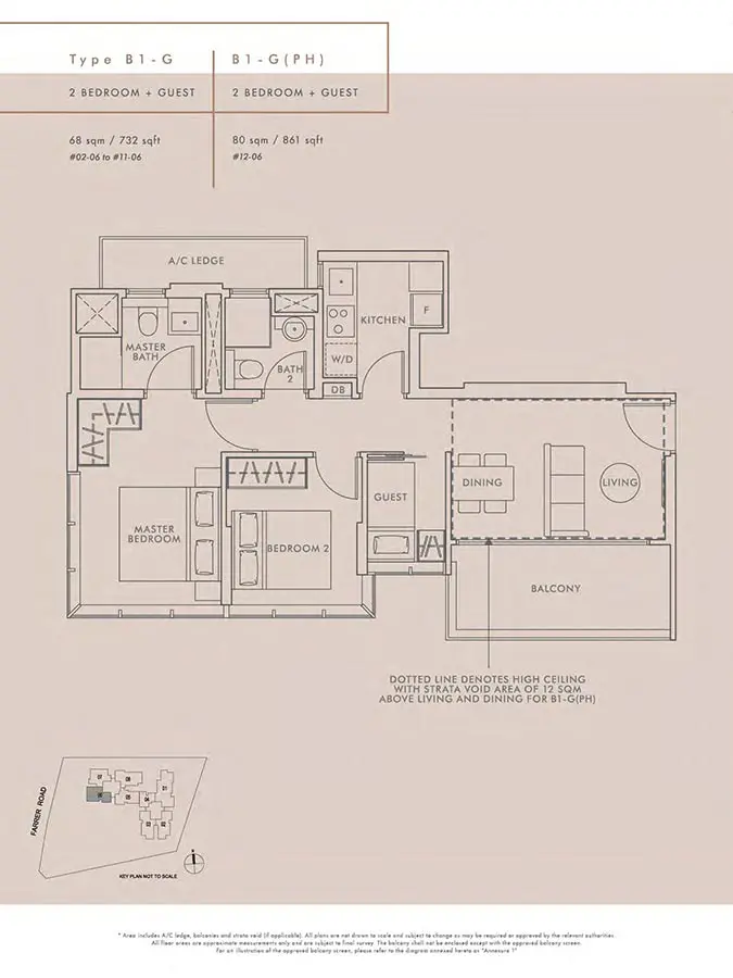 Wilshire-Residences-Condo-Floor-Plan-2-Bedroom-Guest-B1G-B1GPH