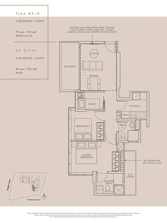Wilshire-Residences-Condo-Floor-Plan-2-Bedroom-Guest-B3G-B3GPH