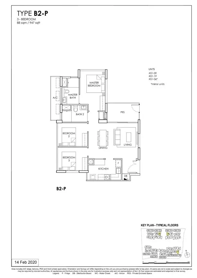 OLA - Floor Plan - 3 Bedroom B2-P