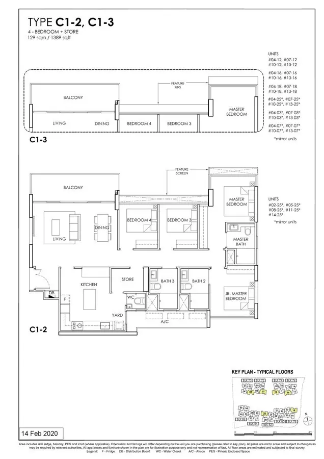 OLA - Floor Plan - 4 Bedroom C1-2, C1-3