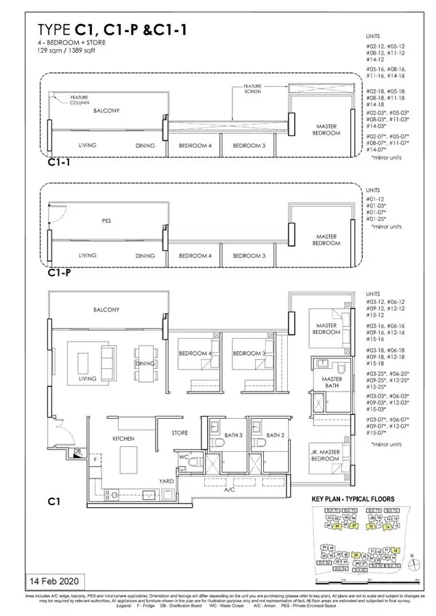 OLA - Floor Plan - 4 Bedroom C1, C1-P, C1-1