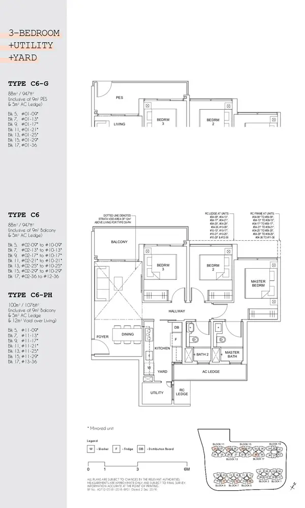 Parc Canberra Executive Condo Floor Plan 3 Bedroom Utility Yard C6