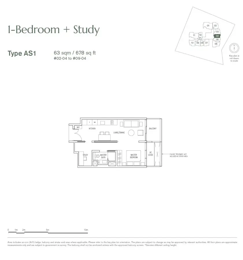 19 Nassim - Floor Plan - 1 Bedroom + Study AS1