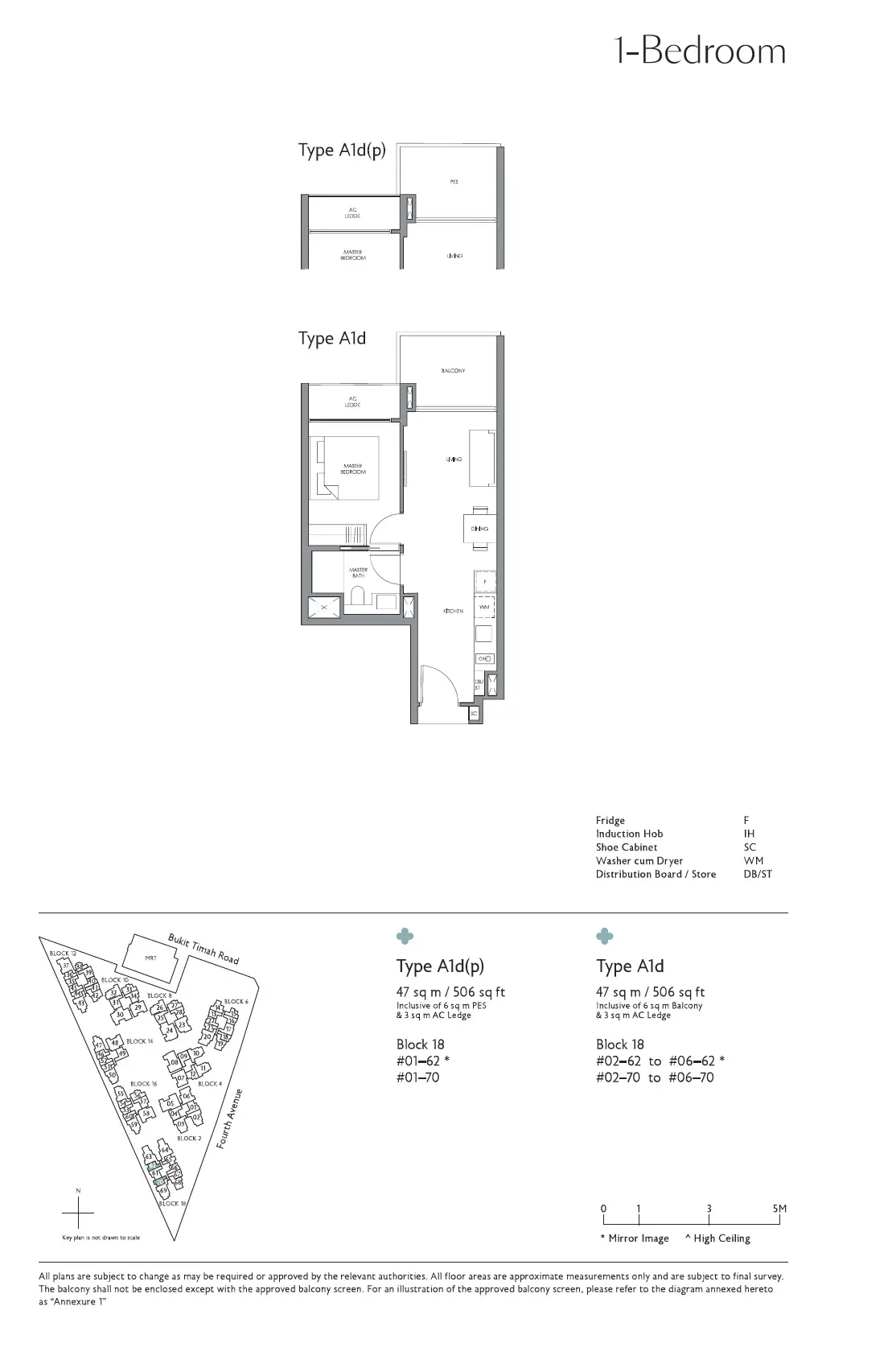 Fourth Avenue Residences - Floor Plan - 1 Bedroom A1d