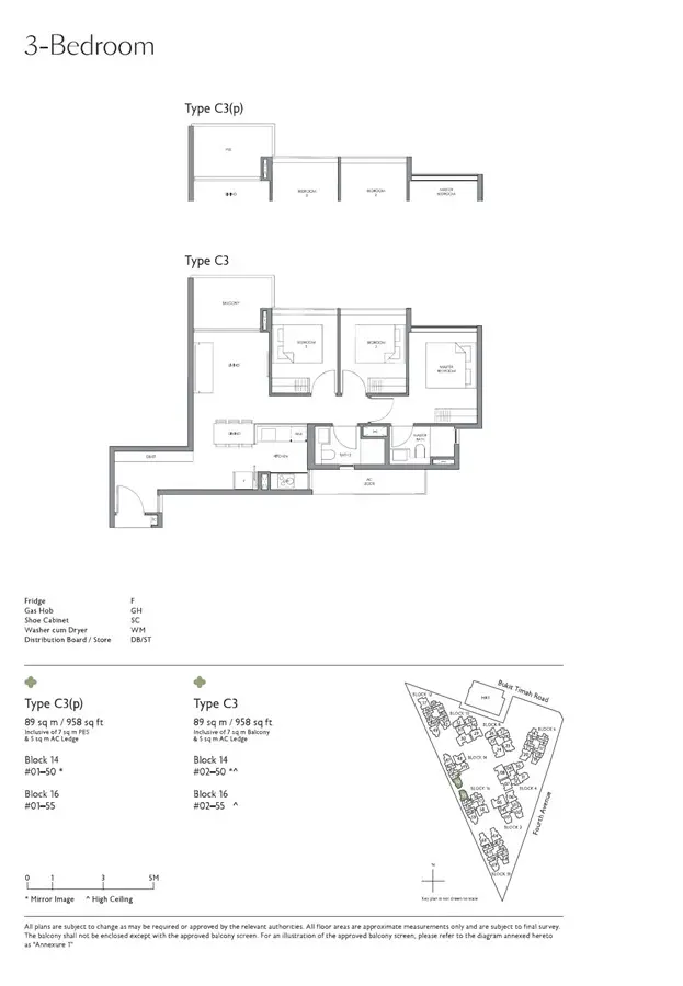 Fourth Avenue Residences - Floor Plan - 3 Bedroom C3