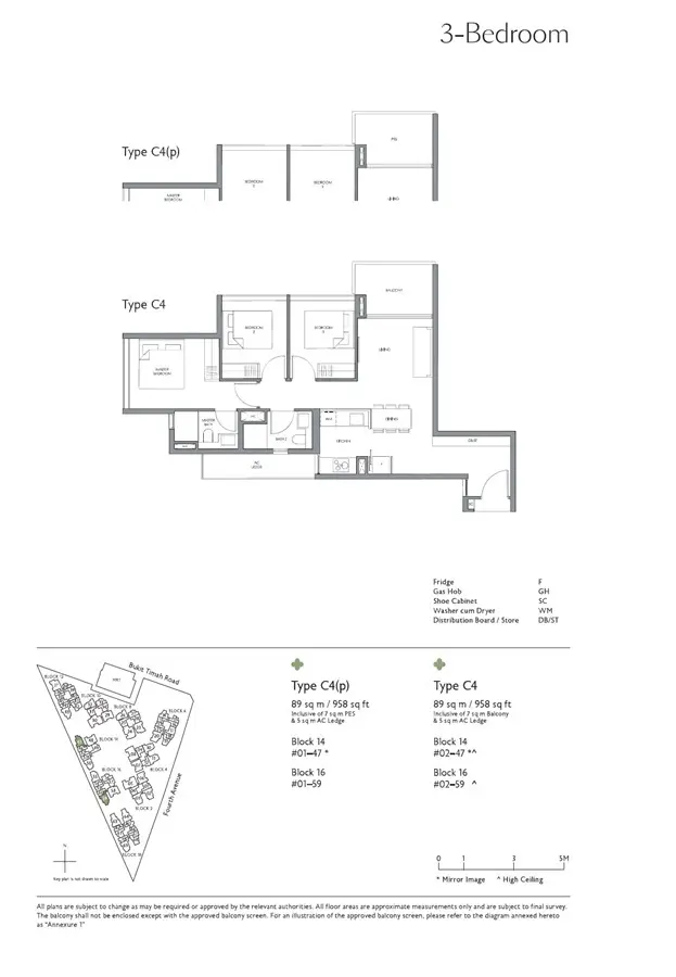 Fourth Avenue Residences - Floor Plan - 3 Bedroom C4