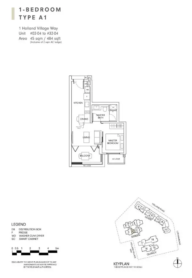 One Holland Village Residences - Floor Plan - 1 Bedroom A1