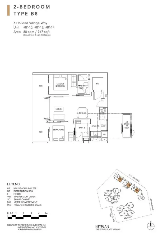 One Holland Village Residences - Floor Plan - 2 Bedroom B6