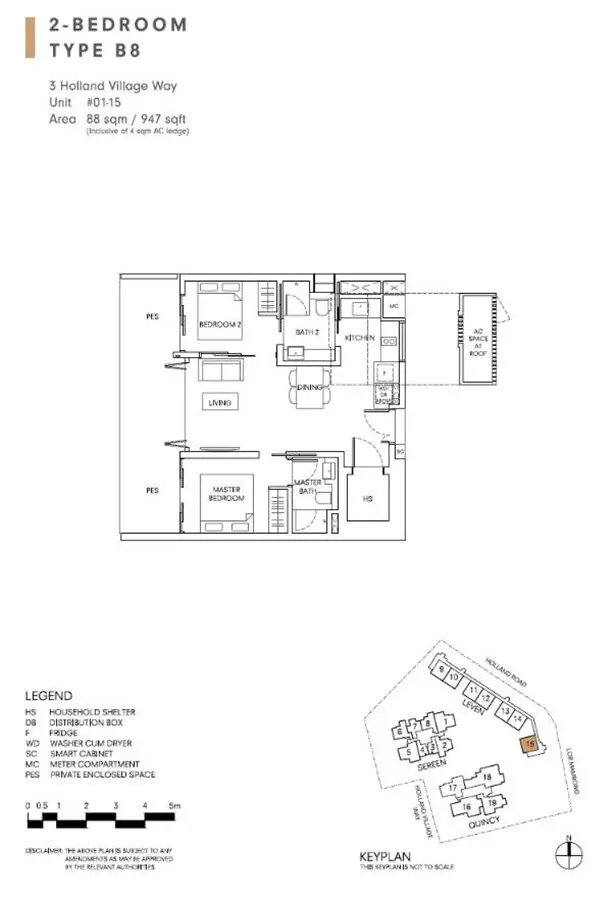 One Holland Village Residences - Floor Plan - 2 Bedroom B8