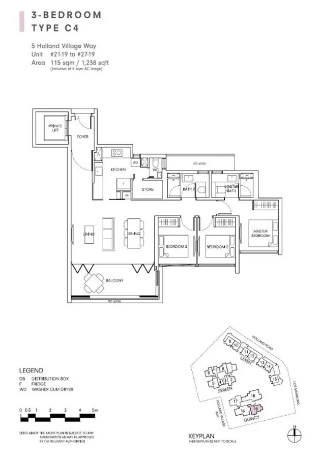 One Holland Village Residences - Floor Plan - 3 Bedroom C4