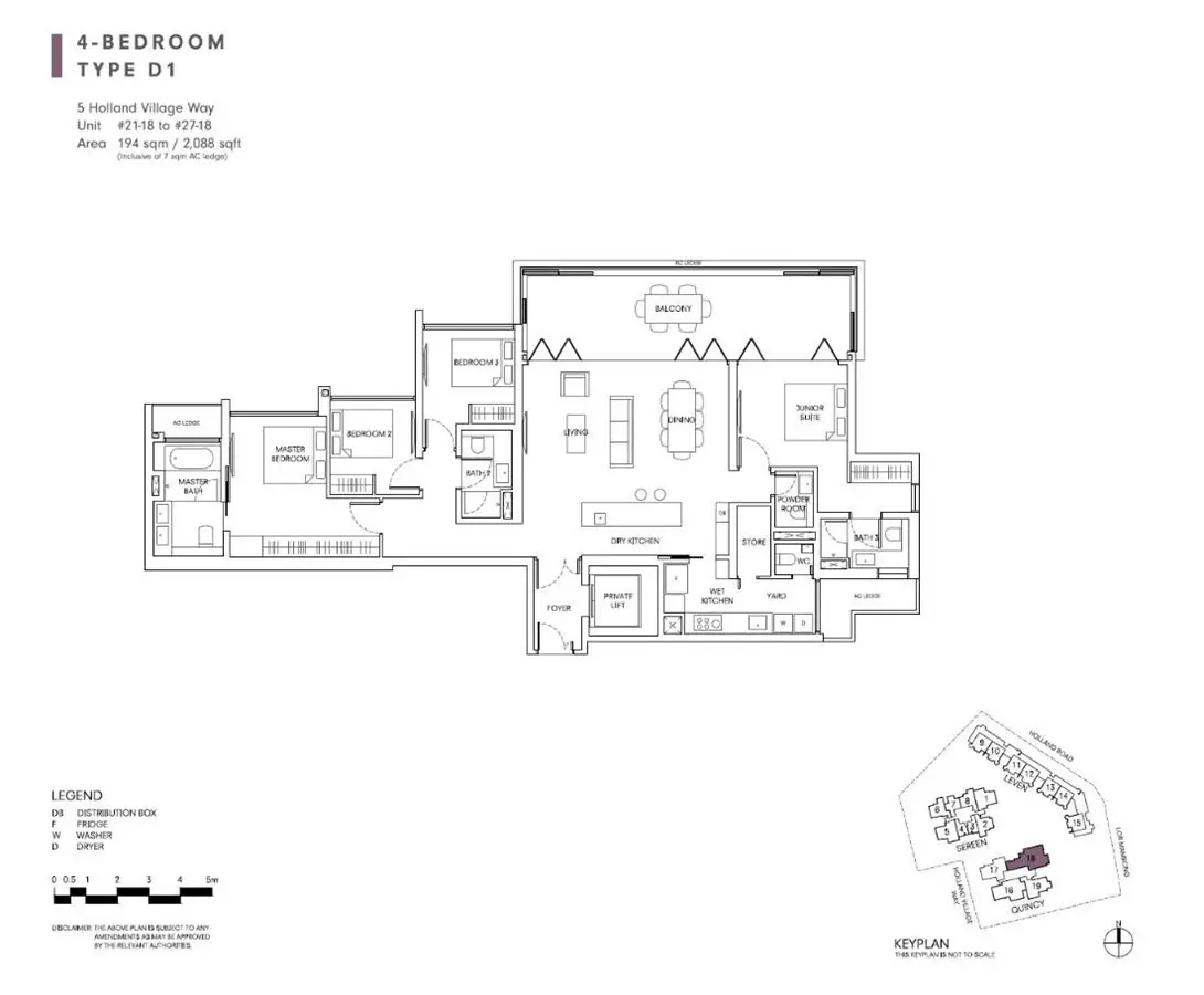 One Holland Village Residences - Floor Plan - 4 Bedroom D1