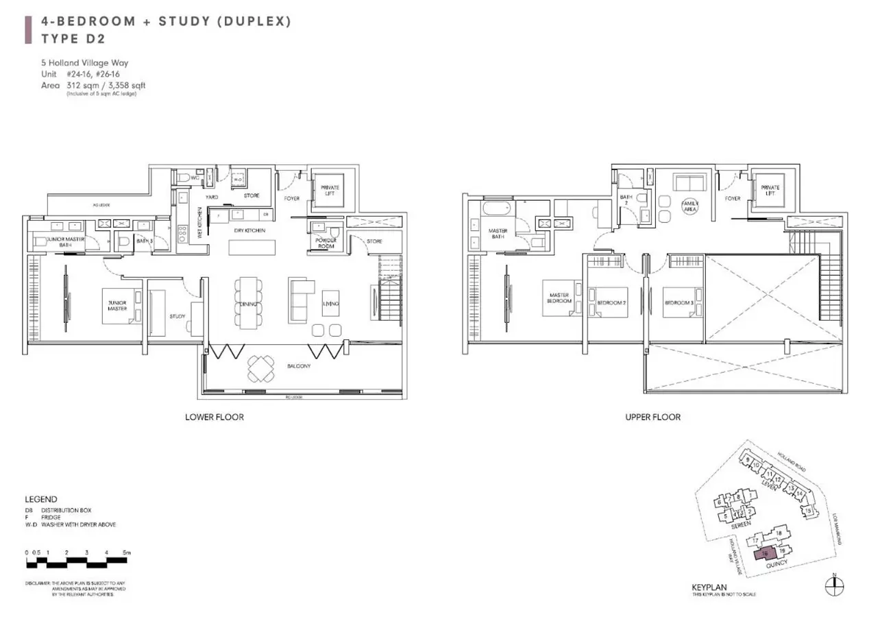 One Holland Village Residences - Floor Plan - 4 Bedroom + Study Duplex D2