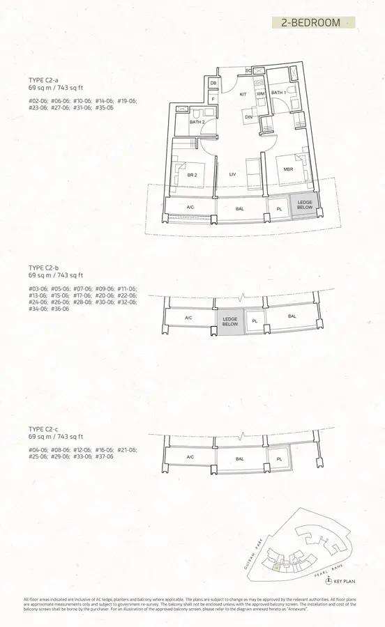 One Pearl Bank - Floor Plan - 2 Bedroom C2-a, C2-b, C2-c