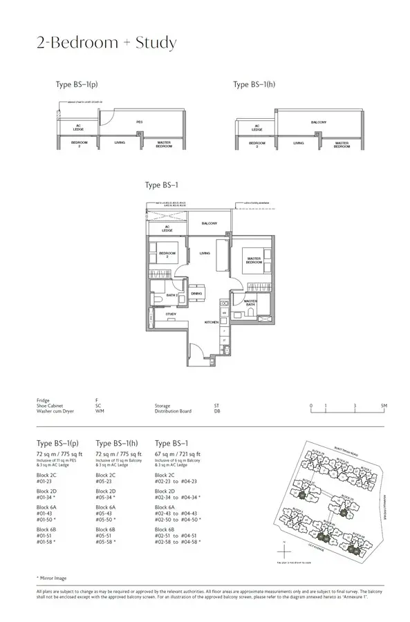 RoyalGreen - Floor Plan - 2 Bedroom + Study BS-1