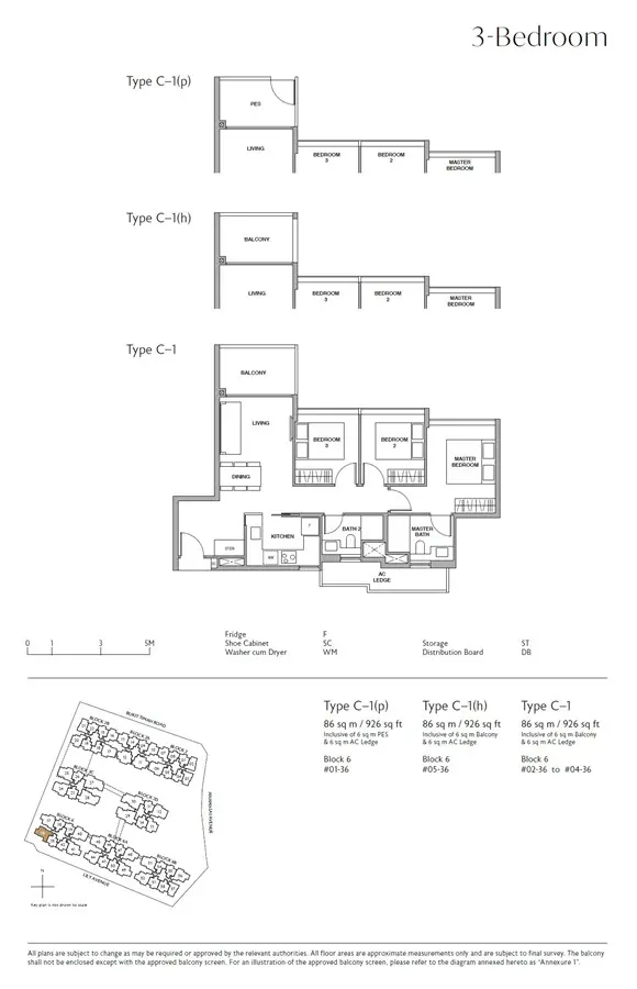 RoyalGreen - Floor Plan - 3 Bedroom C-1